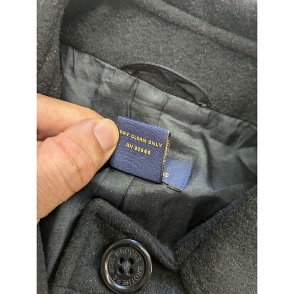 Brooks Brothers 346 Women's Wool Cashmere Belted Black Pea Coat Pockets Size 8 - Picture 9 of 15